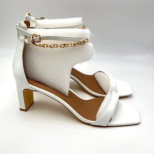 Chinese Laundry Womens Size 9.5 Yara White Patent Heels Dress Sandals‎ Shoes New